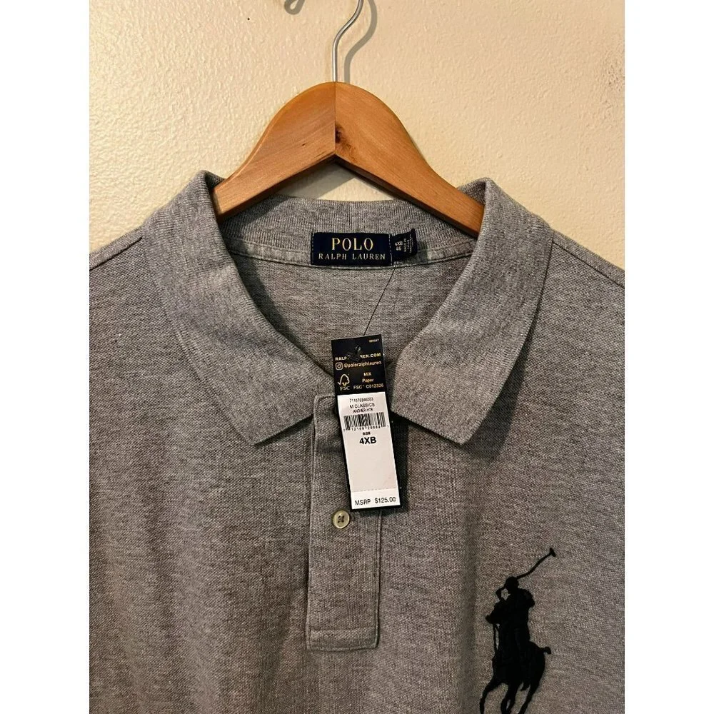 Men's Polo Ralph Lauren Gray Large Logo Polo Size 4XB [NWT]